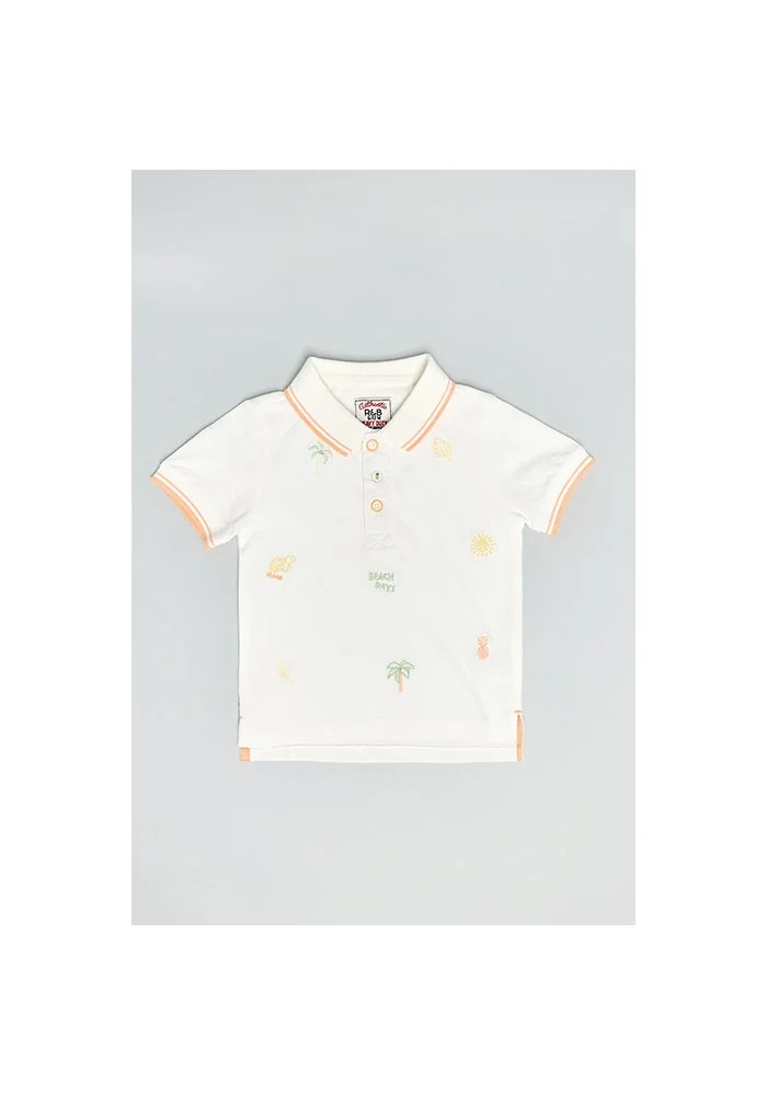 R&b Embroidered Polo T-Shirt with Short Sleeves