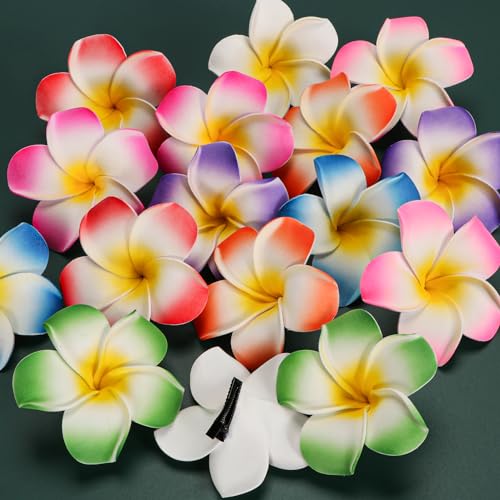 Atonofun 48 PCS Leis for Luau Party, Hawaiian Leis Bulk, Luau Party Glasses, Flowers Hair Clip Tropical Birthday Summer Beach Luau Party Favors Supplies - Image 4