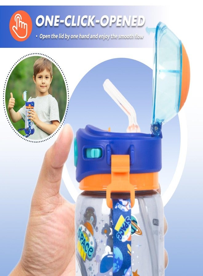 YOYTOO Kids Water Bottle with Straw/Lanyard for School Kids Girls Boys, 22oz BPA Free Child Drinking Water Bottle One-Click-Open Leak-Proof Locking Flip Lid for School Sport Travel - Image 3