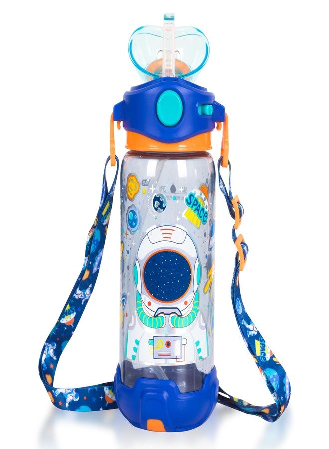 YOYTOO Kids Water Bottle with Straw/Lanyard for School Kids Girls Boys, 22oz BPA Free Child Drinking Water Bottle One-Click-Open Leak-Proof Locking Flip Lid for School Sport Travel - Image 1