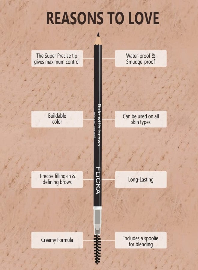 FLiCKA Rule With Brows Eyebrow Pencil, With Spoolie, Long-lasting and Natural-looking Results, Define & Blend Brow Pencil, Brown, 1.2g - Image 5