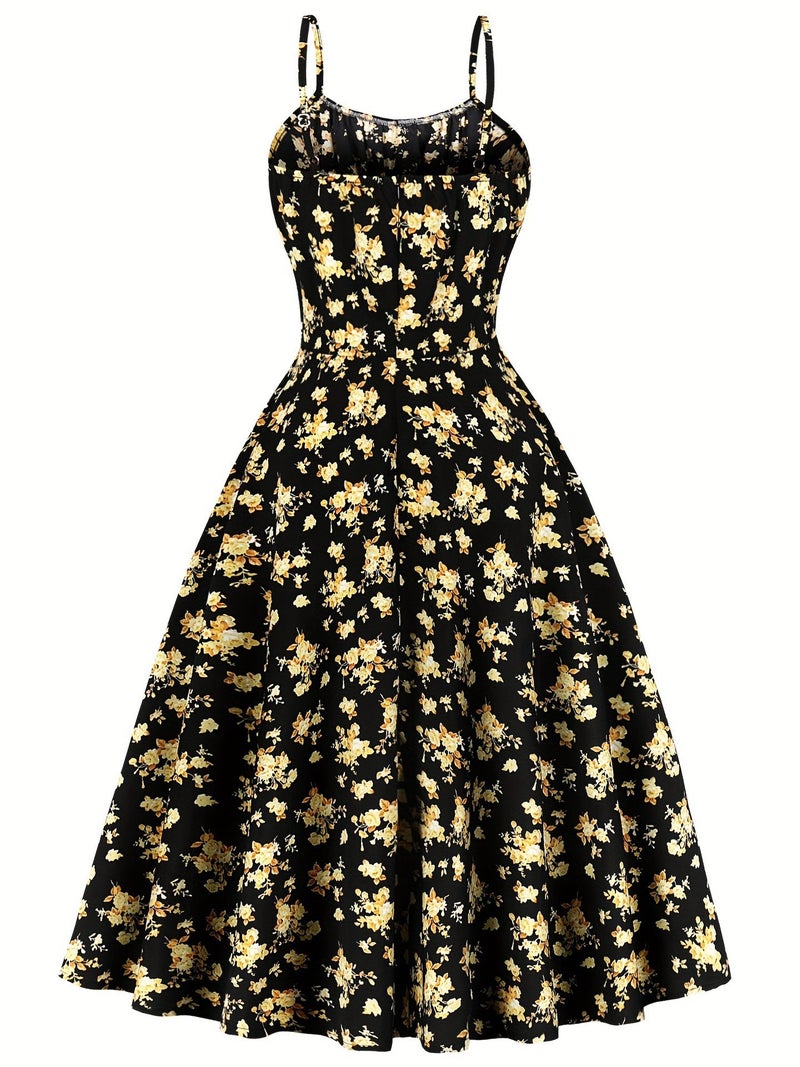 2025 Wish Popular Summer French Vacation New Style Floral Suspender Dress - Image 2
