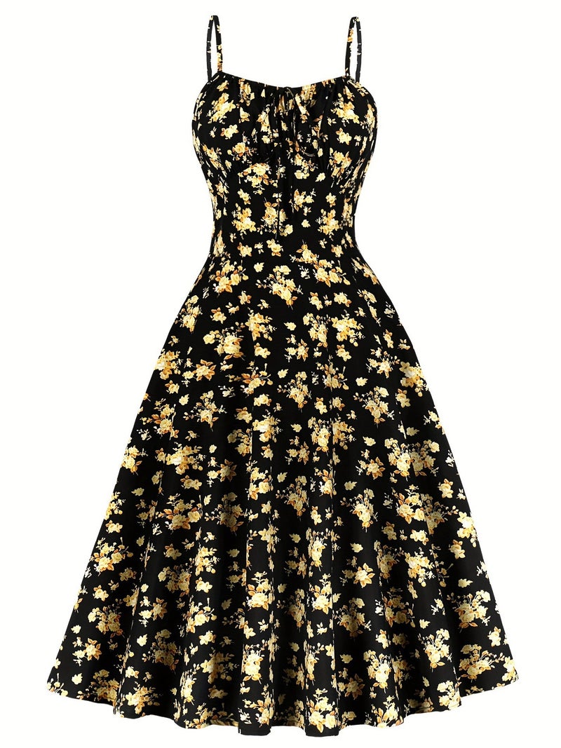 2025 Wish Popular Summer French Vacation New Style Floral Suspender Dress - Image 4