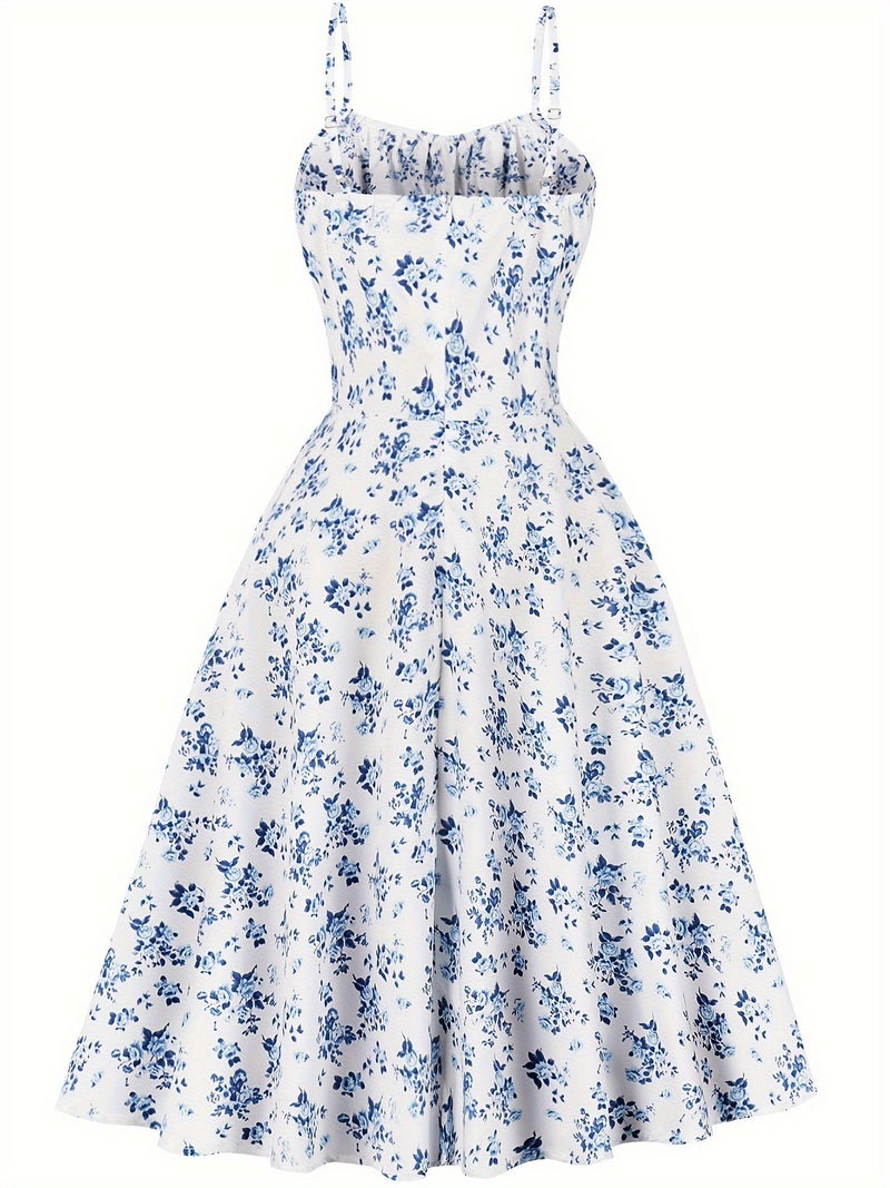2025 Wish Popular Summer French Vacation New Style Floral Suspender Dress - Image 5
