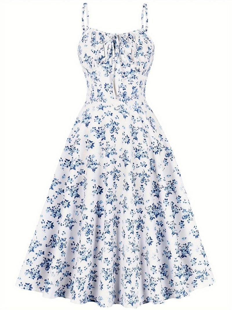 2025 Wish Popular Summer French Vacation New Style Floral Suspender Dress - Image 3