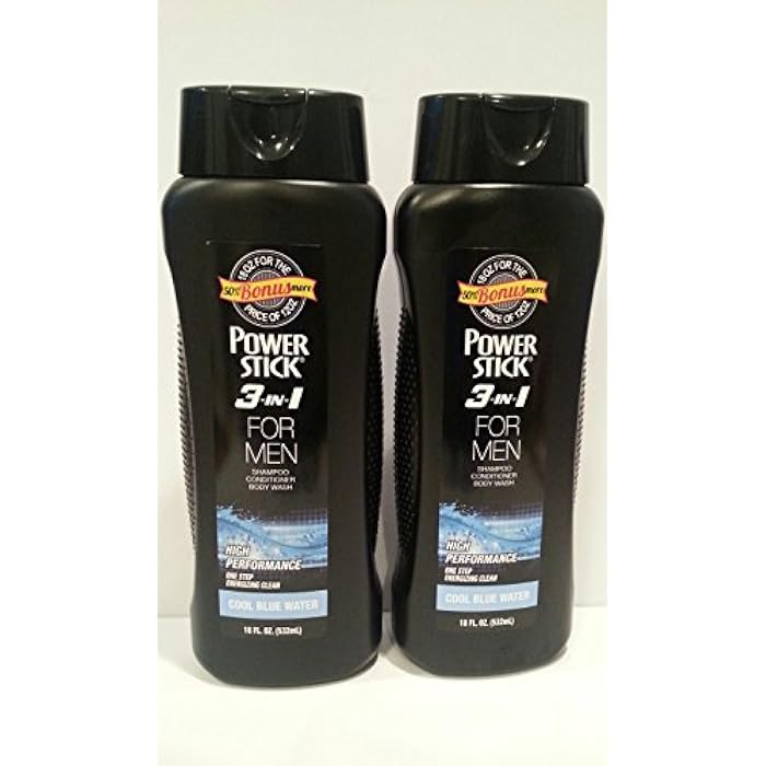 3 in 1 for Men Shampoo Conditioner Body Wash Cool Blue Water 18 oz. 50% Bonus More (2 Pack)