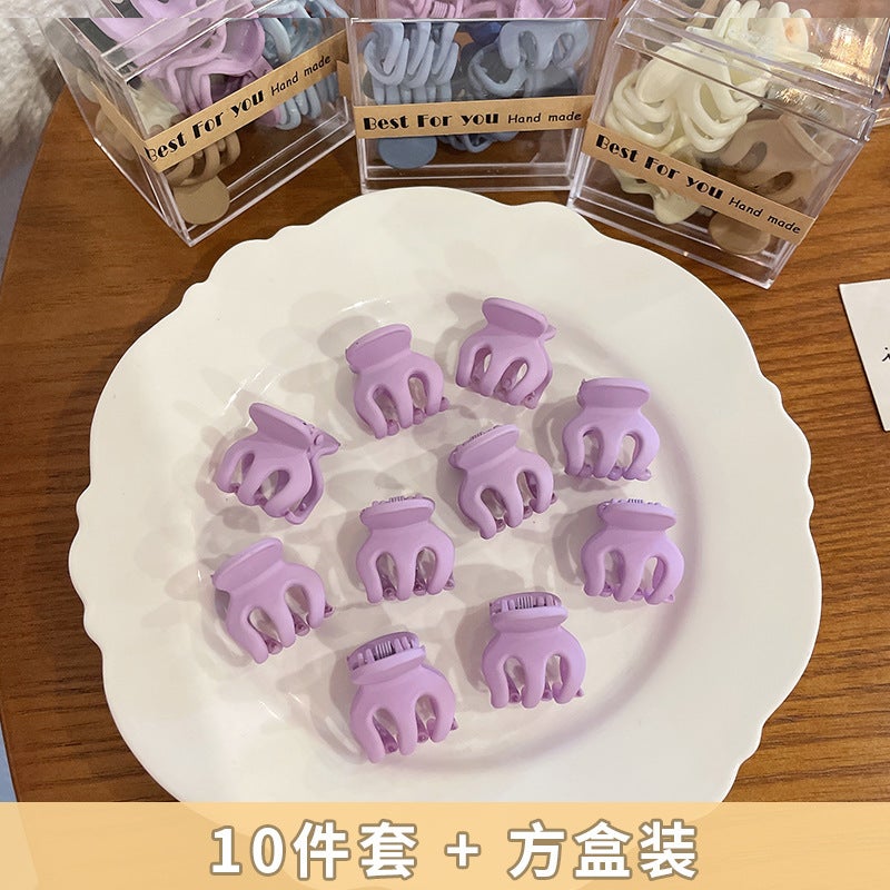Generic Mini Scrub Hair Claw Clips for Fringe J1011C purple 10 square box