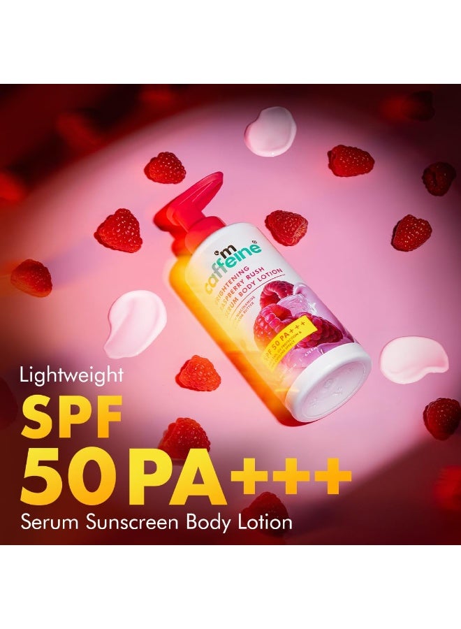 mcaffeine All Skin Brightening Spf 50 Pa+++ Sunscreen Body Lotion & Wash Raspberry Combo,Deeply Cleanses,Tan Removal With Vit C & Niacinamide,Lightweight,Non-Sticky Sun Protection - 200Ml - Image 4
