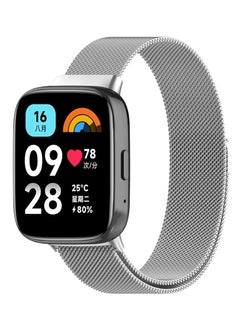 Generic Replacement Band for Xiaomi Redmi Watch 3 Lite Band Magnetic Stainless Steel Strap Loop Watch Band Sports Straps (Silver)  - Image 1