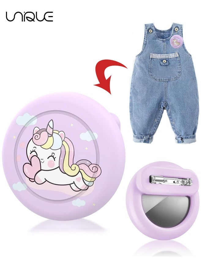 يونيك AirTag Brooch للأطفال - حامل بطاقات هوائية كرتونية لطيف مقاوم للماء للأطفال ، حامل سيليكون Airtag مع دبابيس بروش أمان ، للأطفال ، ، حقائب الظهر ، الملابس (يونيكورن) - Image 1