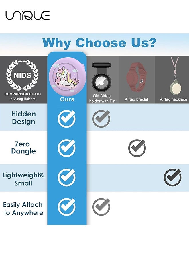 يونيك AirTag Brooch للأطفال - حامل بطاقات هوائية كرتونية لطيف مقاوم للماء للأطفال ، حامل سيليكون Airtag مع دبابيس بروش أمان ، للأطفال ، ، حقائب الظهر ، الملابس (يونيكورن) - Image 4