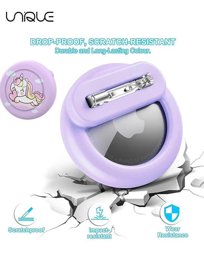 يونيك AirTag Brooch للأطفال - حامل بطاقات هوائية كرتونية لطيف مقاوم للماء للأطفال ، حامل سيليكون Airtag مع دبابيس بروش أمان ، للأطفال ، ، حقائب الظهر ، الملابس (يونيكورن) - Image 3