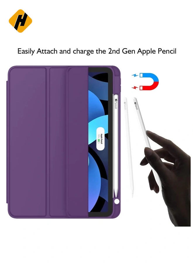 HuHa Smart Case for iPad Air - Fits 6th Gen 11-Inch (2024), 5th & 4th Gen 10.9-Inch (2022/2020) - Dark Purple, Touch ID Support, Auto Wake/Sleep  - Image 2