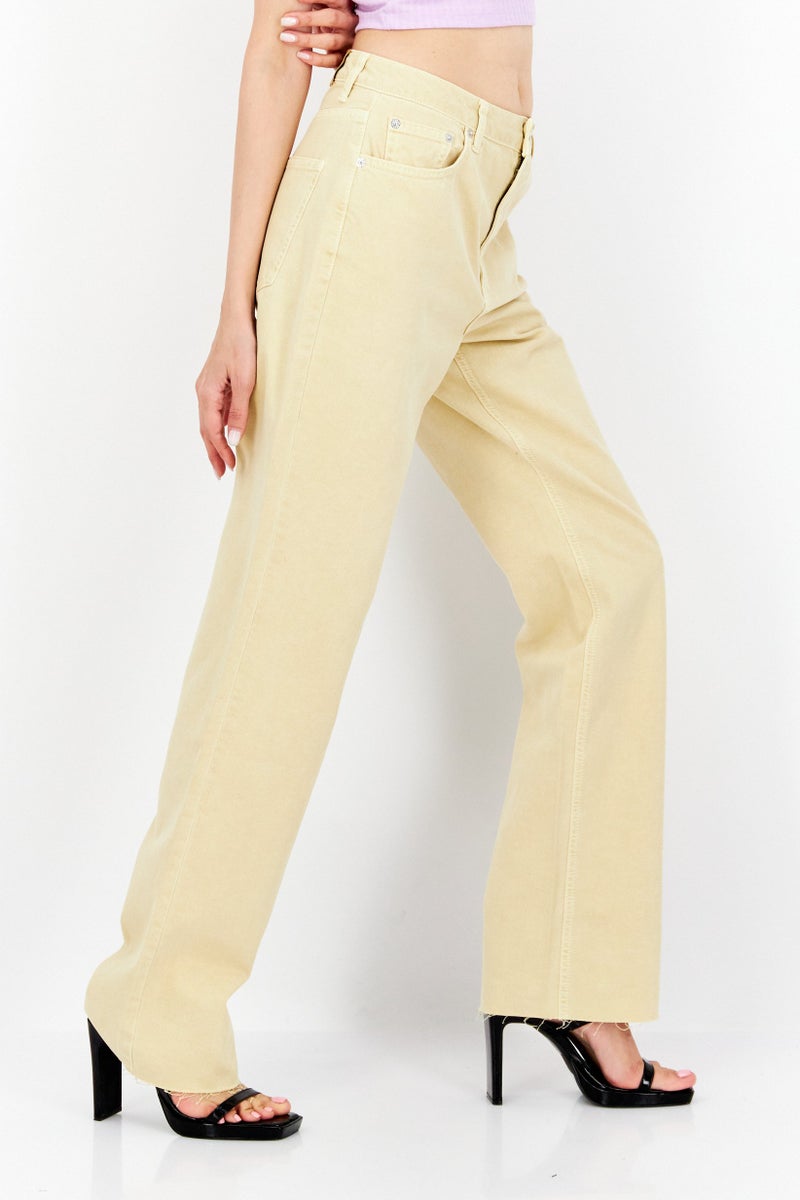 NA-KD Women Regular Fit Plain Denim Jeans, Yellow - Image 4