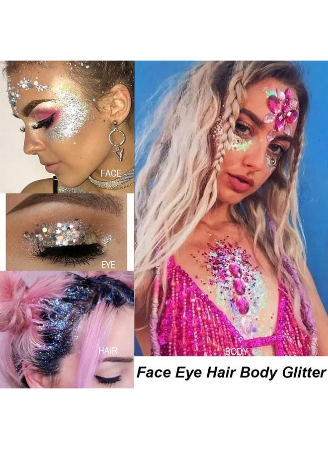 Mysense - Royal Blue Body Glittersinger Concerts Face Glitter Gelmusic Festival Rave Accessorieschunky Mermaid Glitter Sequins Face Eye Hair Decorationsglitter Blue Face Paint Makeup For Women30G - Image 1