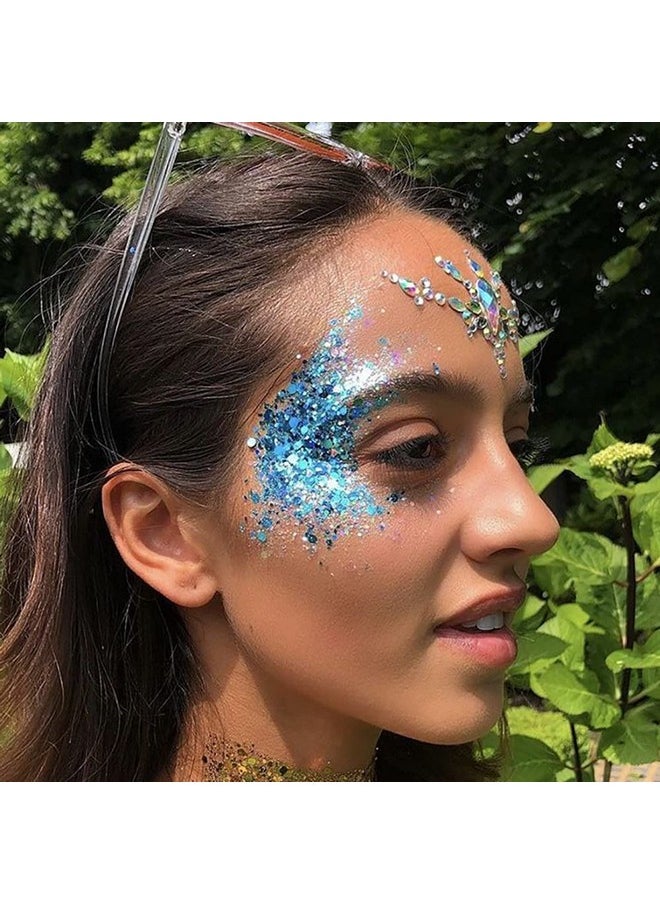 Mysense - Royal Blue Body Glittersinger Concerts Face Glitter Gelmusic Festival Rave Accessorieschunky Mermaid Glitter Sequins Face Eye Hair Decorationsglitter Blue Face Paint Makeup For Women30G - Image 1