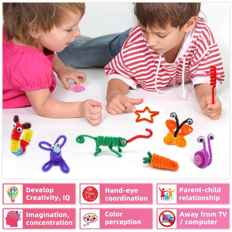 Yalumo Pipe Cleaners Chenille Stems 1050 Pieces 30 Assorted Colors for Craft Arts Creative DIY Projects Decorations, 6mm x 12inch Fuzzy Colored Chenille Stem Sticks Set Craft Supplies for Kids and Adults - Image 5