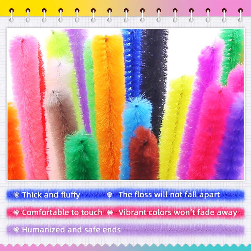 Yalumo Pipe Cleaners Chenille Stems 1050 Pieces 30 Assorted Colors for Craft Arts Creative DIY Projects Decorations, 6mm x 12inch Fuzzy Colored Chenille Stem Sticks Set Craft Supplies for Kids and Adults - Image 3