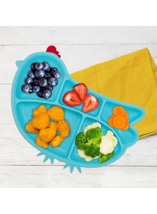 Innobaby Silicone Suction Divided Platter - Chicken Blue - Image 2