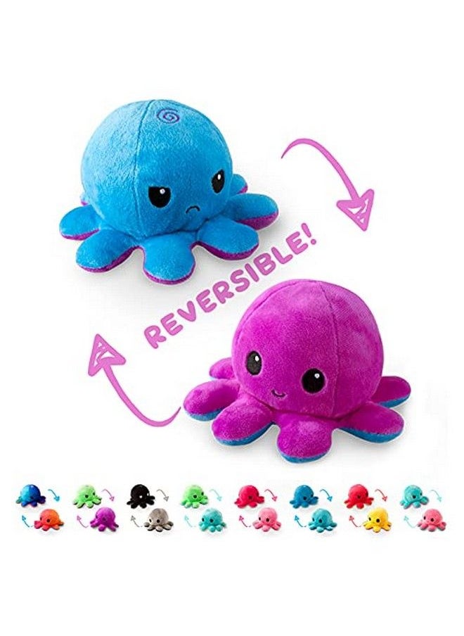 TeeTurtle - The Original Reversible Octopus Plushie ; Patented Design ; Black And Rainbow ; Show Your Mood Without Saying A Word! - Image 1