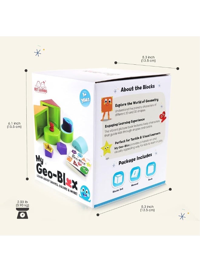 BEST LEARNING My Geo-Blox - Sorting and Building Blocks to Learn Colors and Shapes for Children 3+ Years - Cardboard Book Included - First Birthday Gift, Building Toys Present for Boys and Girls - Image 1