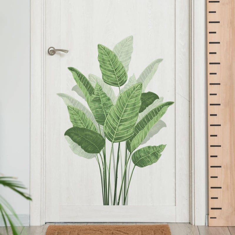 Supzone Tropical Plant Leaves Wall Decals, Boho Spring Summer Green Palm Leaf Bird of Paradise Wall Stickers Poster Art Murals Decor for Adult Nursery Classroom Living Room Office Bedroom Gifts for Mom - Image 5