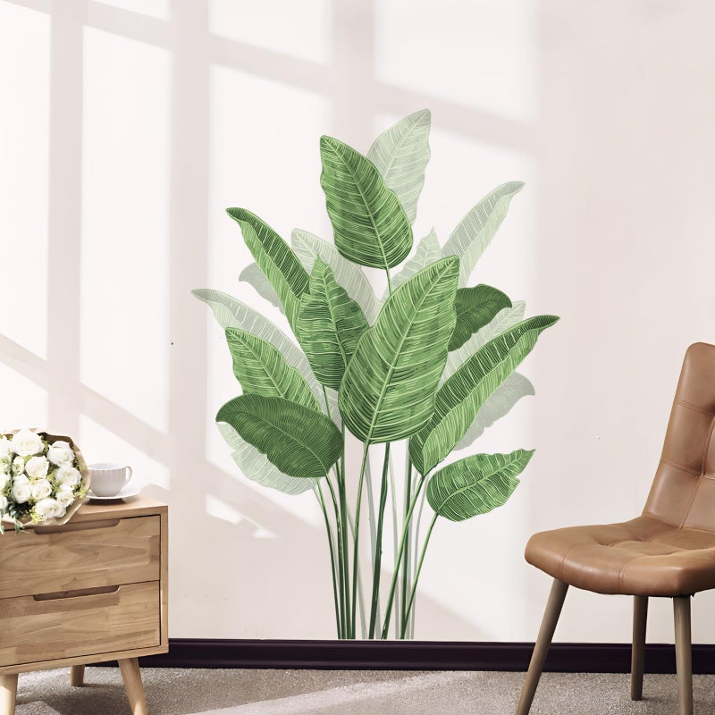 Supzone Tropical Plant Leaves Wall Decals, Boho Spring Summer Green Palm Leaf Bird of Paradise Wall Stickers Poster Art Murals Decor for Adult Nursery Classroom Living Room Office Bedroom Gifts for Mom - Image 3