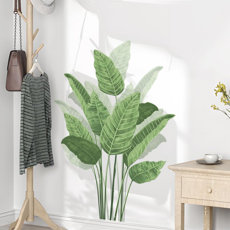 Supzone Tropical Plant Leaves Wall Decals, Boho Spring Summer Green Palm Leaf Bird of Paradise Wall Stickers Poster Art Murals Decor for Adult Nursery Classroom Living Room Office Bedroom Gifts for Mom - Image 2