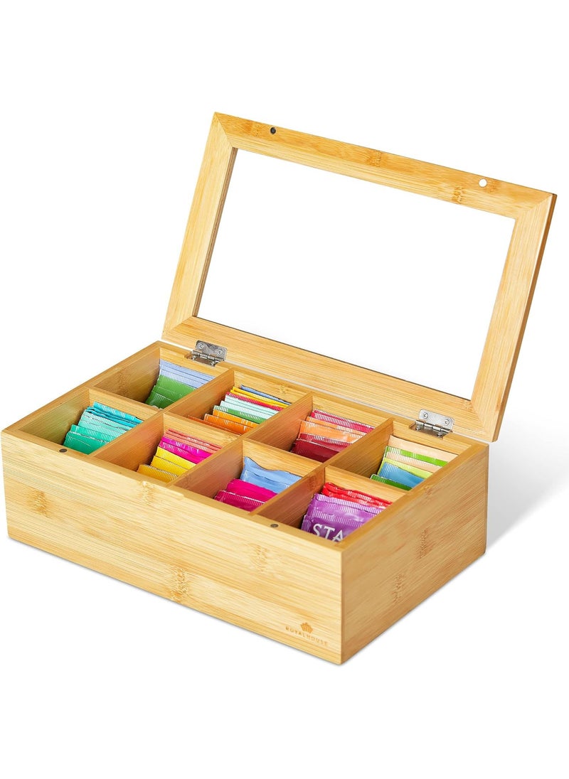 XiuWoo Tea Bag Organizer, 8 Compartments Eco-Friendly Tea Bag Holder, Coffee and Tea Organizer for Kitchen Pantry Cabinets and Countertops, Holder for Tea Bags, Coffee, Sugar Packets, Condiments, Small Packets  - Image 1