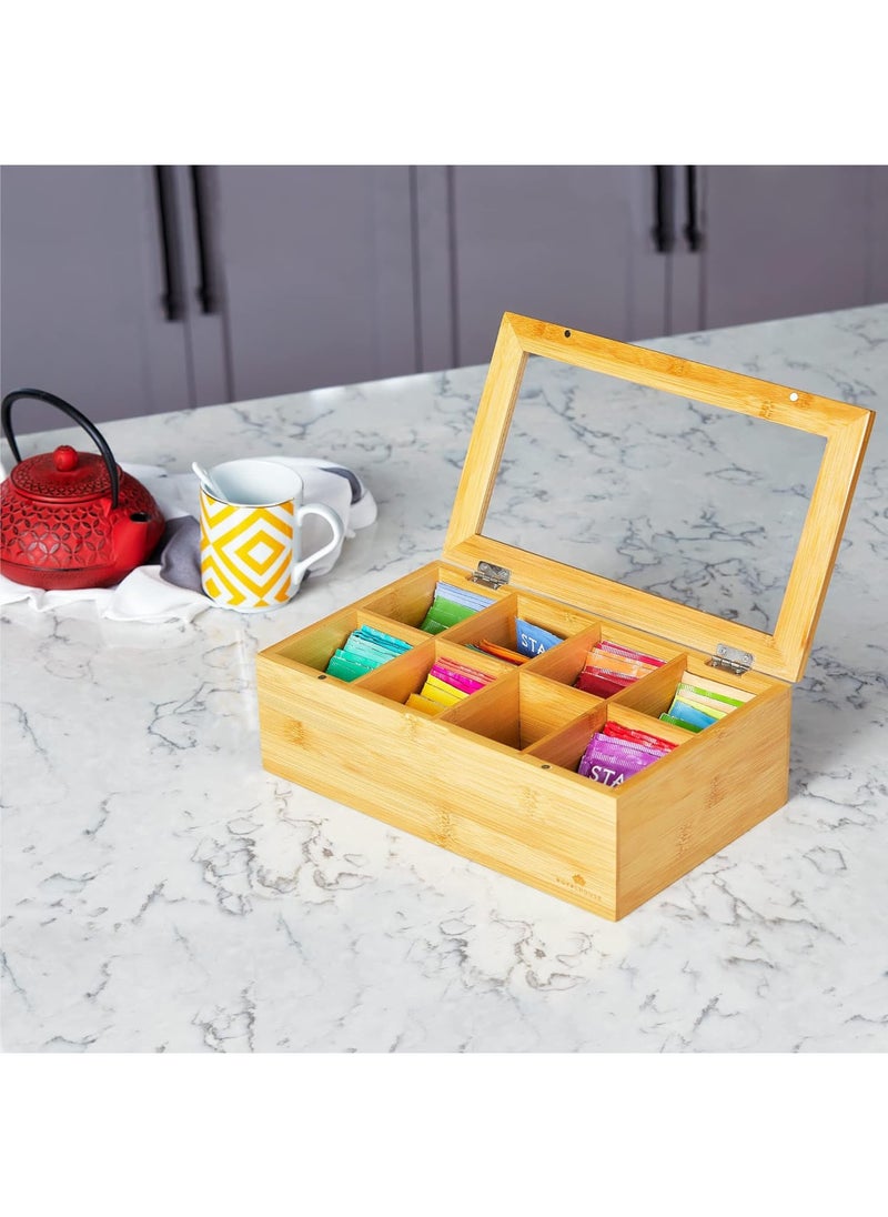 XiuWoo Tea Bag Organizer, 8 Compartments Eco-Friendly Tea Bag Holder, Coffee and Tea Organizer for Kitchen Pantry Cabinets and Countertops, Holder for Tea Bags, Coffee, Sugar Packets, Condiments, Small Packets  - Image 5