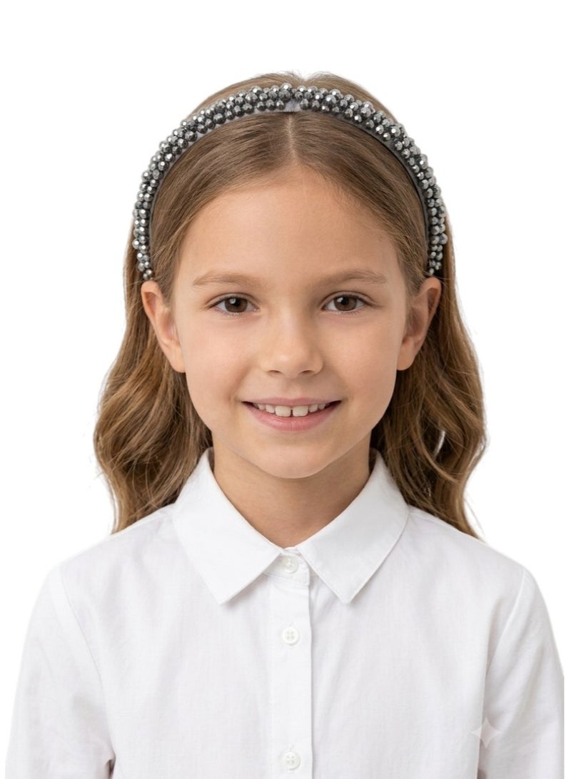 Bidani Rhinestone-studded Hairband - Gray - Image 1