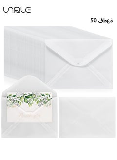 Unique 50 Pieces Envelopes, Translucent Paper Envelopes, 125mm x 175mm Envelopes, for Invitation Postcard Envelopes, White Vellum Greeting Card Envelopes for Wedding Birthday Party  - Image 1
