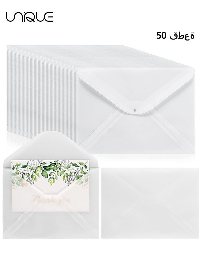 Unique 50 Pieces Envelopes, Translucent Paper Envelopes, 125mm x 175mm Envelopes, for Invitation Postcard Envelopes, White Vellum Greeting Card Envelopes for Wedding Birthday Party  - Image 1