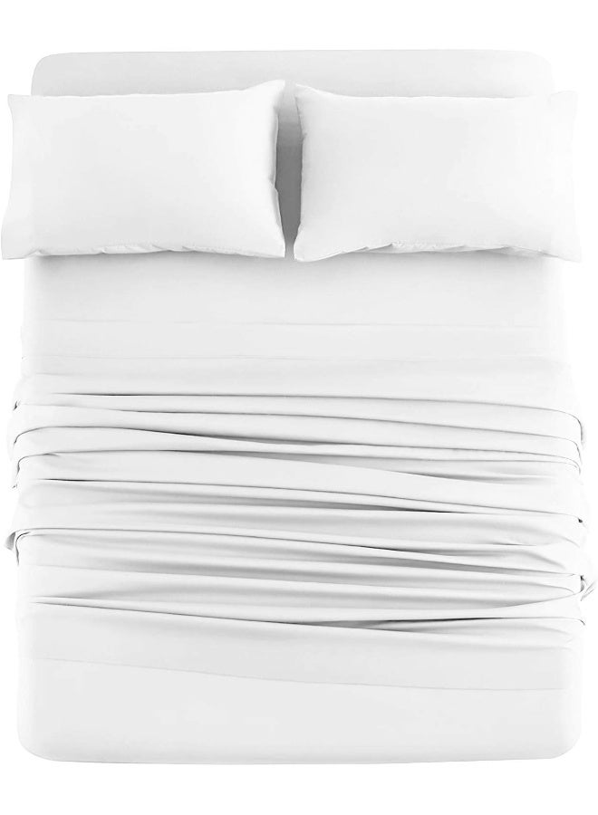 DAN RIVER DAN RIVER King Jersey Sheet Set|Luxury Heather 100% Cotton Bed Sheets|T-Shirt Sheets|All Season Bedding|Soft Comfortable Deep Pocket Jersey Cotton Bed Sheets (4Pc, King, White)  - Image 1