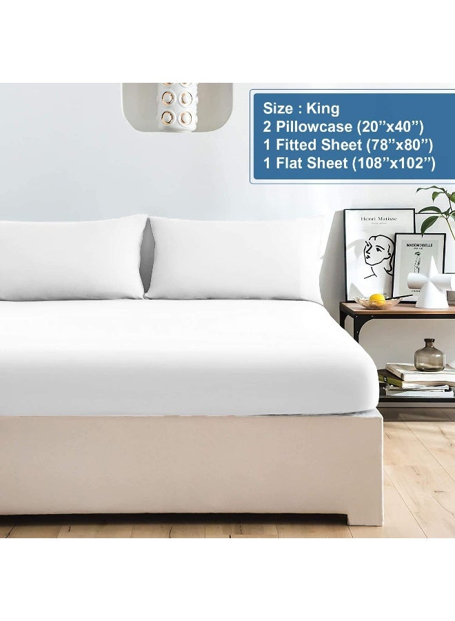 DAN RIVER DAN RIVER King Jersey Sheet Set|Luxury Heather 100% Cotton Bed Sheets|T-Shirt Sheets|All Season Bedding|Soft Comfortable Deep Pocket Jersey Cotton Bed Sheets (4Pc, King, White)  - Image 3