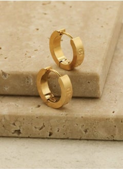 YUCCA 4mm Width Gold Stainless Steel Love Stud Earrings for Women Ladies Hoop Earrings 2pcs  - Image 4
