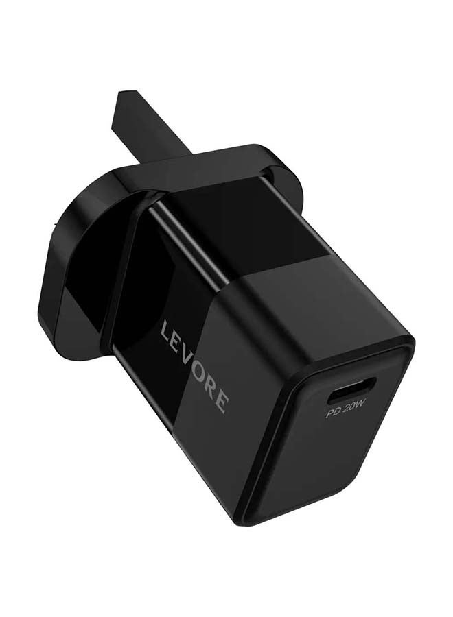 LEVORE Wall Charger 20W Fast Charging Adapter - Black - Image 1