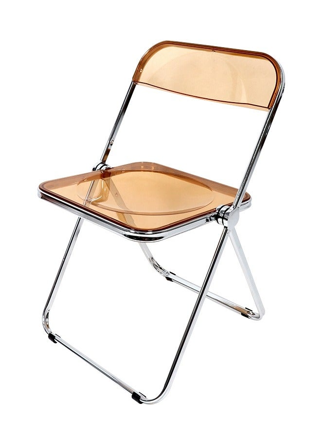 Generic Modern Acrylic Folding Chairs Tea color  Folding Chairs  Acrylic Chair Stackable with Crystal Plastic Seat Metal Frame Accent Side Chair for Home , Office , Wedding , Party (Tea color)  - Image 2