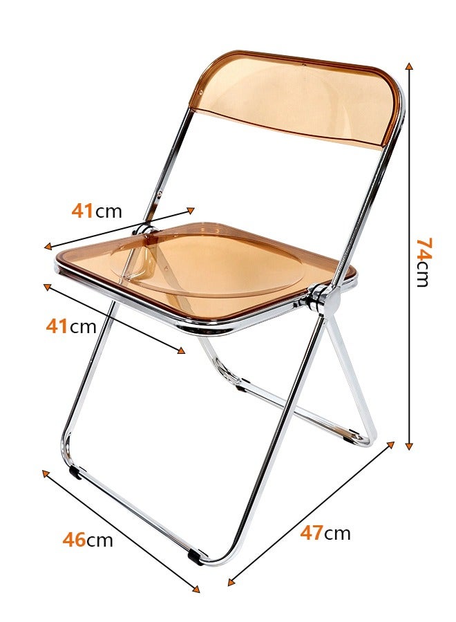 Generic Modern Acrylic Folding Chairs Tea color  Folding Chairs  Acrylic Chair Stackable with Crystal Plastic Seat Metal Frame Accent Side Chair for Home , Office , Wedding , Party (Tea color)  - Image 4