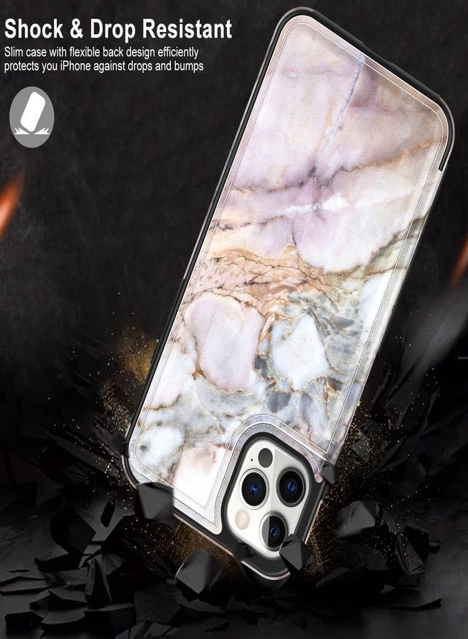 LETO for iPhone 13 Pro Max Case,Luxury Flip Folio Leather Wallet Cover with Fashion Designs for Girls Women,Card Slots Kickstand Protective Phone Shell for 13 Pro Max 6.7" Pink Purple Marble - Image 5