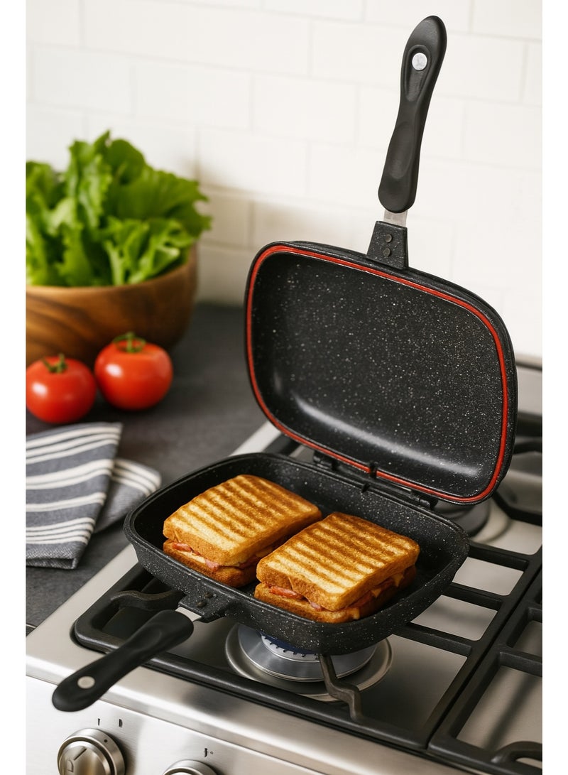 SONEX 36cm Two-Sided Double Grill Ceramic-Coated Pressure Pan Black - Image 5