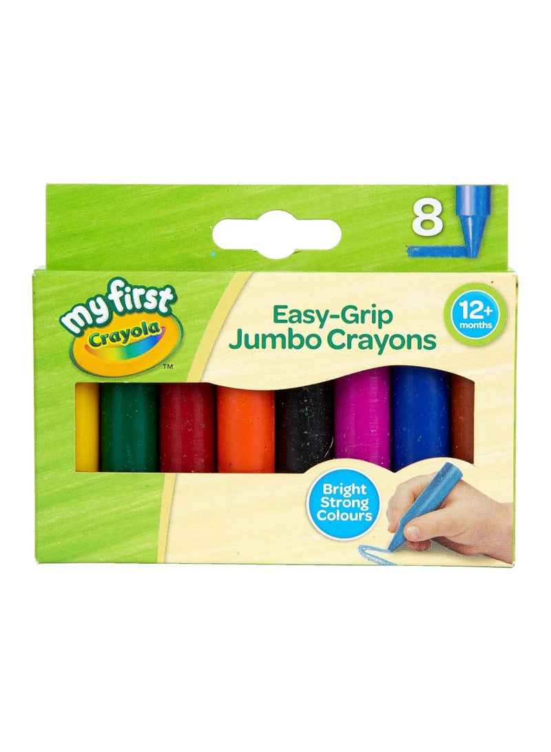 Crayola أقلام تلوين ماي فيرست جامبو من كرايولا - ألوان متنوعة (عبوة من 8 قطع) | أقلام تلوين سهلة الإمساك مثالية لأيدي الأطفال الصغار | مثالية للأطفال بعمر 12 شهرًا فما فوق