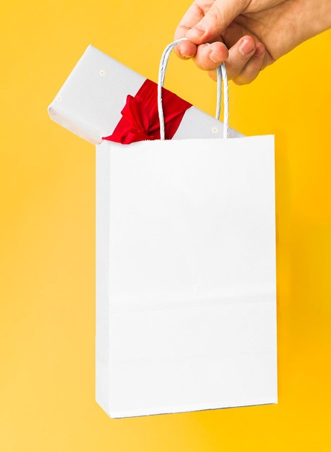 qiqee 25 Pcs White Mini Paper Gift Bags with Handles 6"x4.5"x2.5" Small Brown Kraft Party Favor Bags Treat Bags Multiple Uses (Mini size) - Image 5