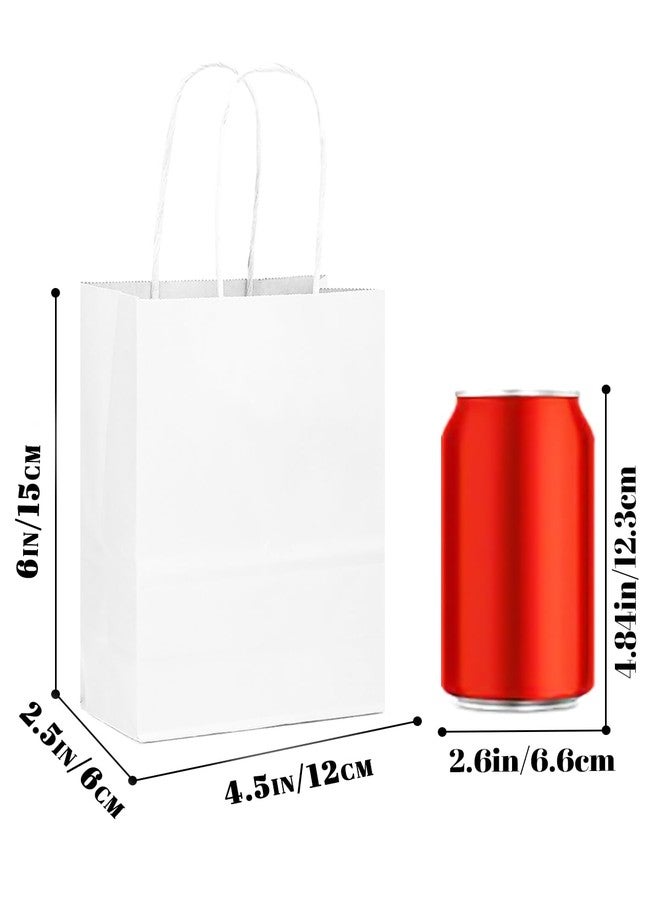 qiqee 25 Pcs White Mini Paper Gift Bags with Handles 6"x4.5"x2.5" Small Brown Kraft Party Favor Bags Treat Bags Multiple Uses (Mini size) - Image 4