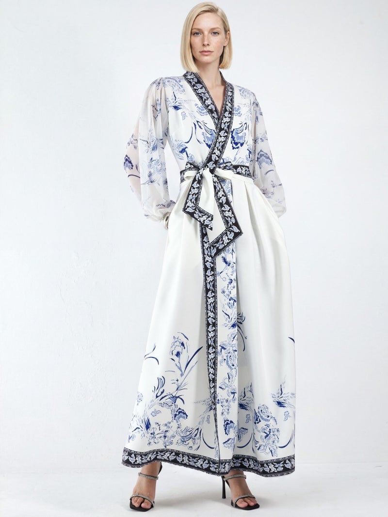 Jennyfer Floral V-Neck Maxi Wrap Dress with Belt - Image 5