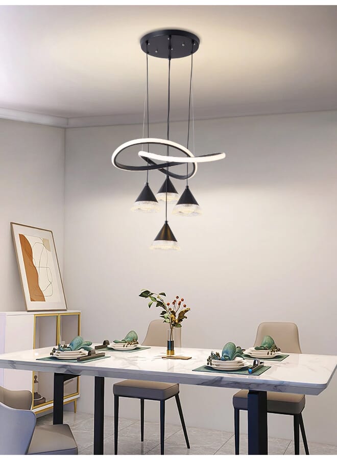 Best Power Modern LED Chandelier Light Fixture 6211 – 4 Pendant Lamps, 132W, 3 Lighting Levels, Adjustable Length up to 80cm – Contemporary Ceiling Light for Living Room, Dining Room, Bedroom - Image 2