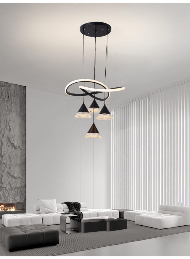Best Power Modern LED Chandelier Light Fixture 6211 – 4 Pendant Lamps, 132W, 3 Lighting Levels, Adjustable Length up to 80cm – Contemporary Ceiling Light for Living Room, Dining Room, Bedroom - Image 1