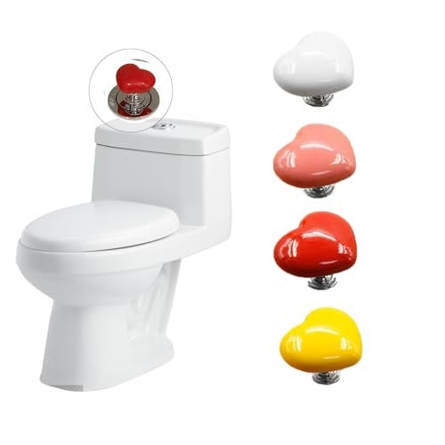 UtySty 4 Pack Toilet Push Button Pusher Heart Shape Adhesive Press Extension Handle Helper Long Nail Saver Gadgets for Toilet Flush Valve Button Smart Bidet Toilet One Piece Toilet Bathroom - Image 1