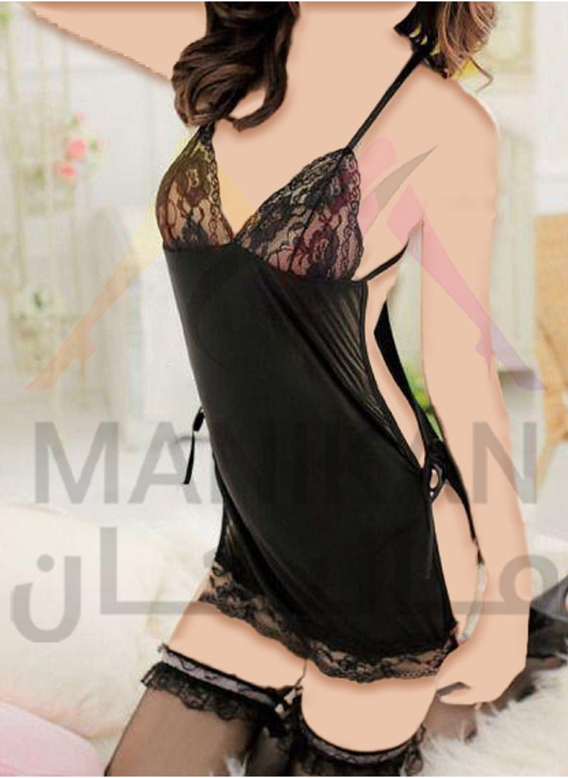 MANIKAN - Lingerie for women with soft lycra material as a backless and tied with a hot short piece with dantel around blow at the sides for all size - Image 1
