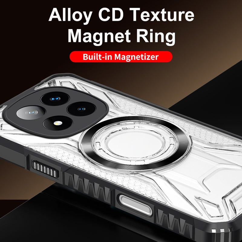 غطاء MagSafe، أسود، PC، مغناطيس قوي , حماية من السقوط، مقاوم للصدمات لـ Redmi Note 14 Pro مغناطيسي باللون الأسود للتخزين العملي للمدرسة للتنقل اليومي - Image 5